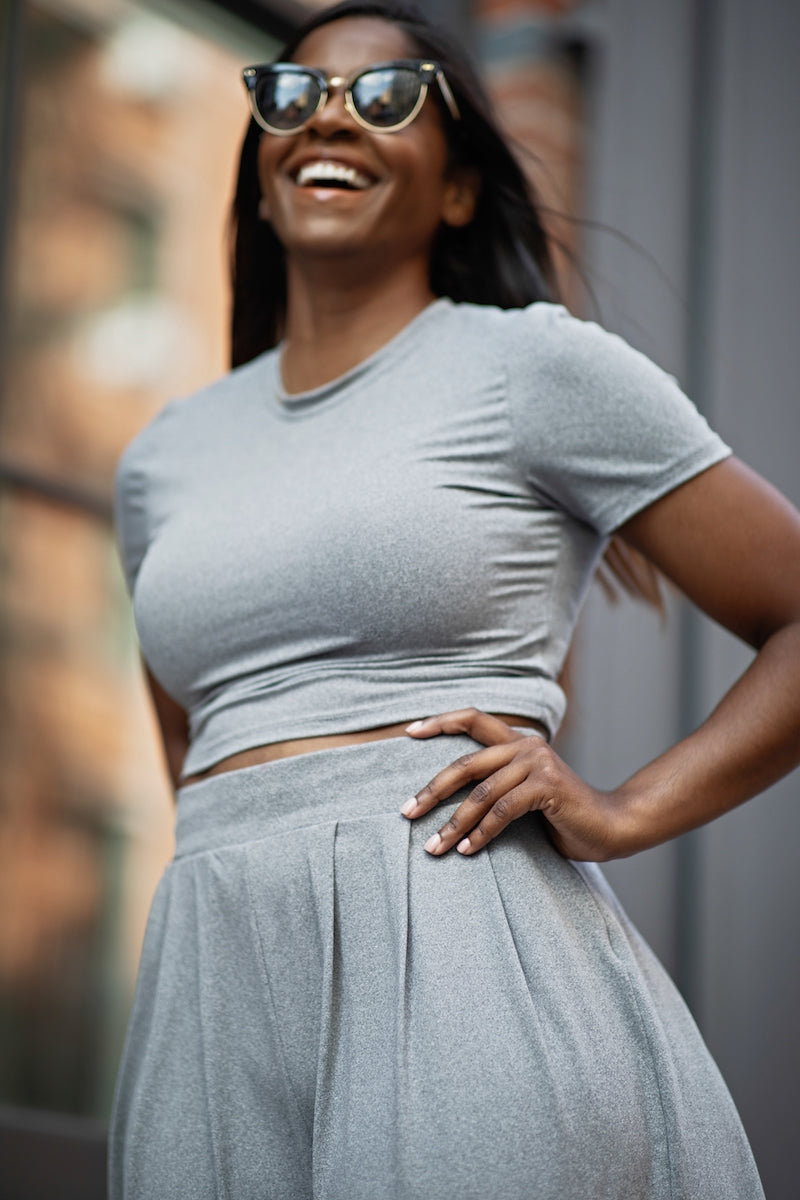 Daye~ Wide Leg Pant Set Grey