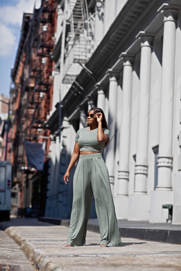 Daye~ Wide Leg Pant Set Olive