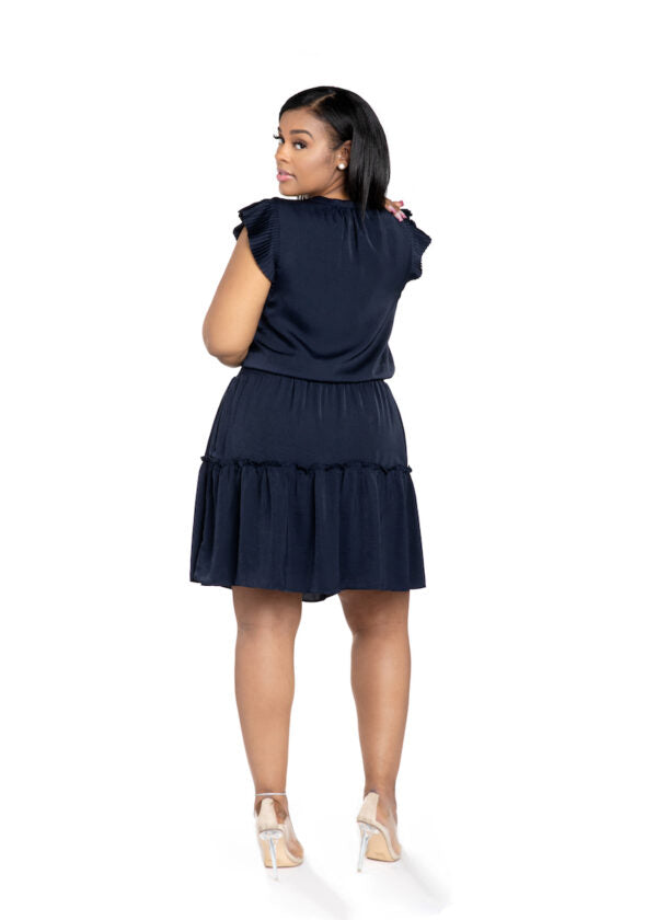 Kelly~ Navy Pleated Dress