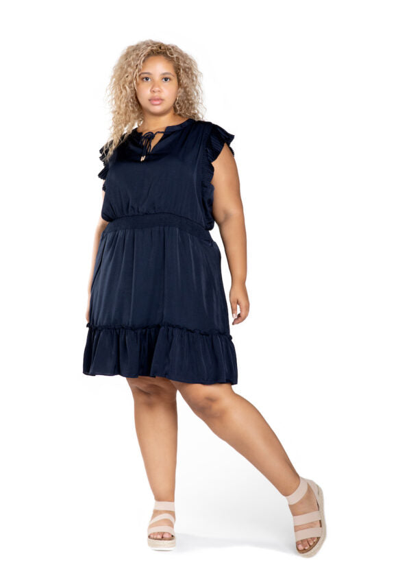 Kelly~ Navy Pleated Dress