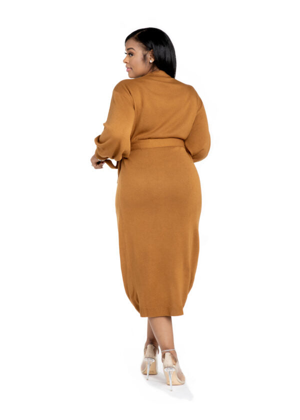 Sarah ~ Knit Wrap Around Midi Dress
