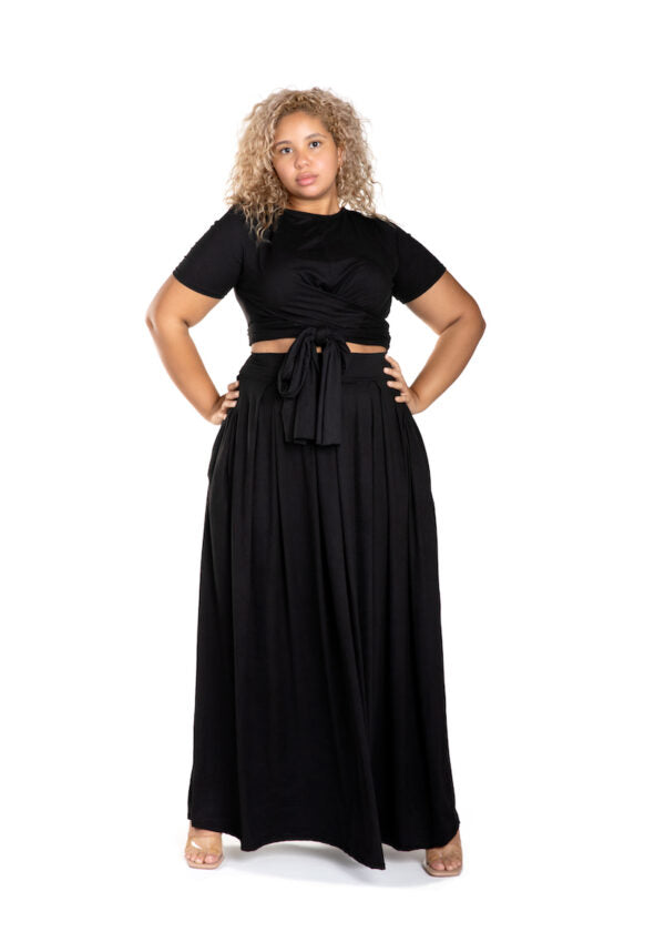 Stacey~Top and Skirt Set Black