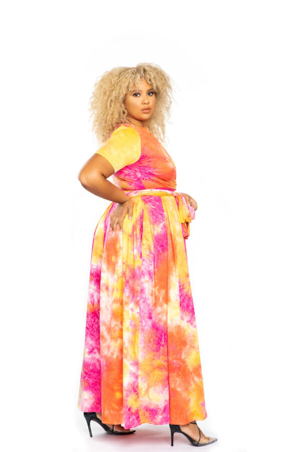 Stacey~Top and Skirt Set Sun Colors